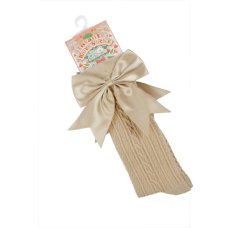 S350-COF: Coffee Knee Length Socks w/Large Bow (0-24 Months)